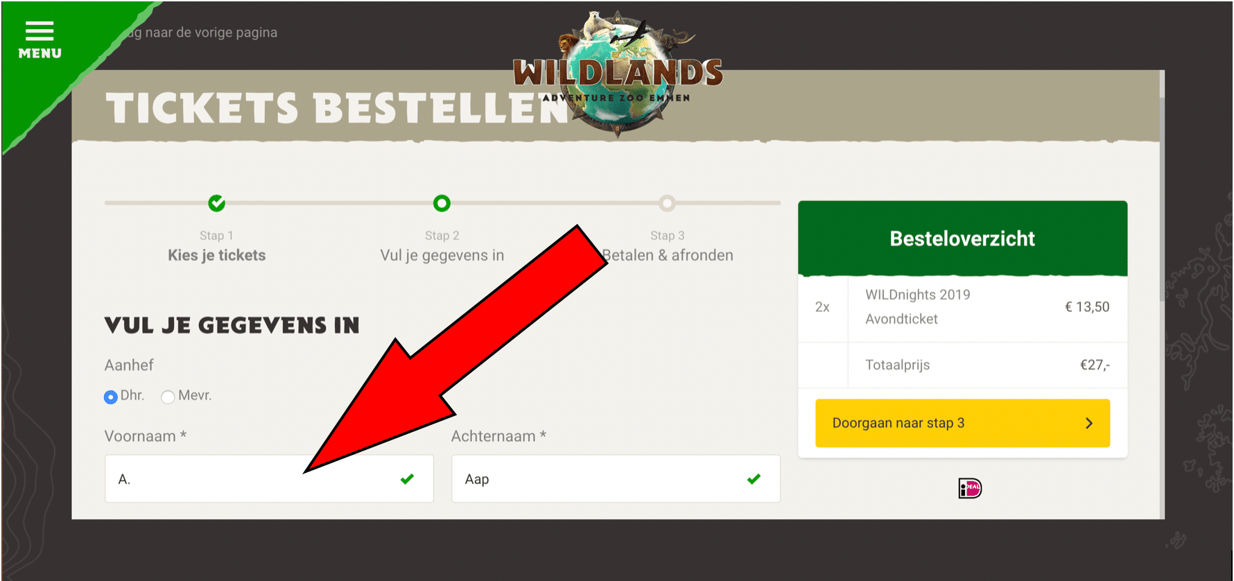 Invullen gegevens
