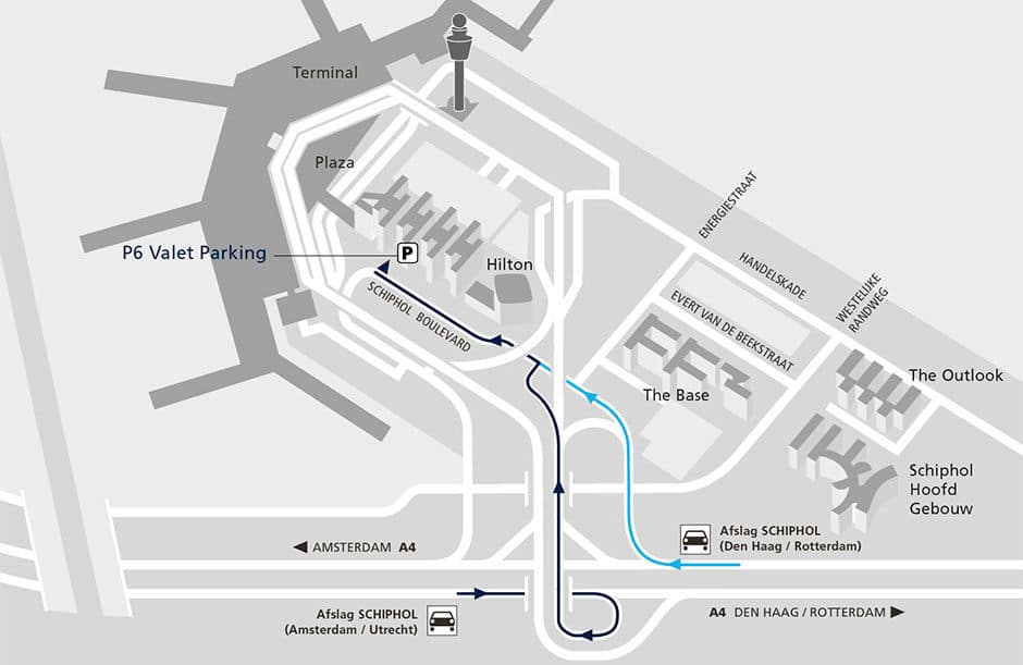 locatie valet parking Schiphol